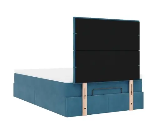 Ottomani Voodiraam Madratsitega, Tumesinine, 120X190 cm Samet