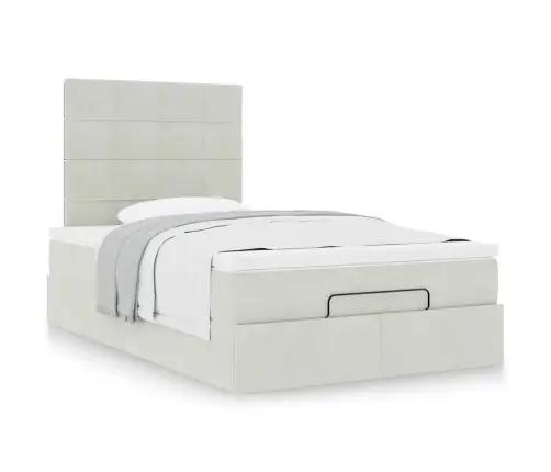 Osmanų Lovos Rėmas Su Čiužiniais, Pilkas, 120X200cm Aksomas