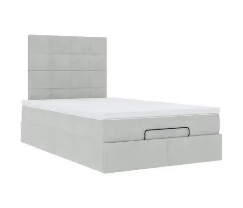 Osmanų Lovos Rėmas Su Čiužiniais, Pilkas, 120X200cm Aksomas