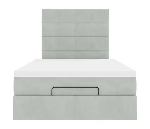 Osmanų Lovos Rėmas Su Čiužiniais, Pilkas, 120X200cm Aksomas