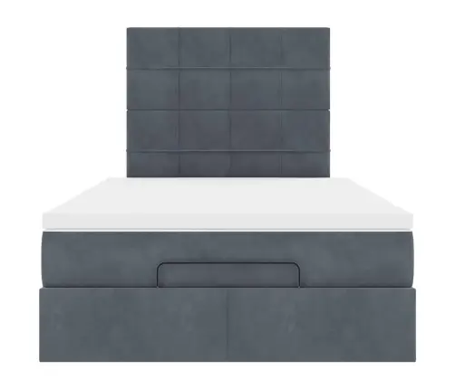 Osmanų Lovos Rėmas Su Čiužiniais, Pilkas, 120X200cm Aksomas
