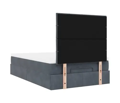 Osmanų Lovos Rėmas Su Čiužiniais, Pilkas, 120X200cm Aksomas