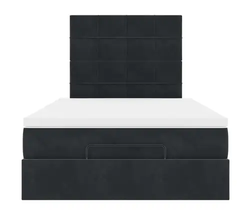 Osmaņu Gultas Rāmis Ar Matračiem Melns 120X200 Cm Samts Vidaxl
