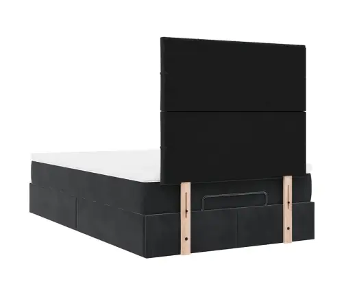 Osmaņu Gultas Rāmis Ar Matračiem Melns 120X200 Cm Samts Vidaxl