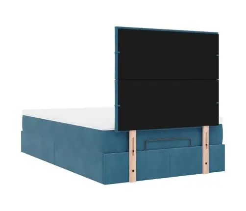 Osmanų Lovos Rėmas Su Čiužiniais, Mėlynas, 120X200cm Aksomas