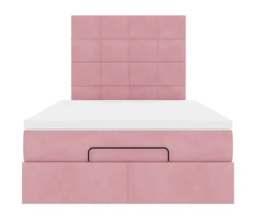 Osmaņu Gultas Rāmis Ar Matračiem Rozā 120X200Cm Samts Vidaxl