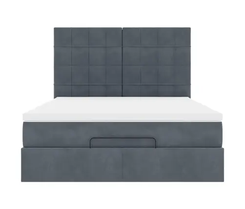 Osmaņu Gultas Rāmis Ar Matračiem Tumši Pelēks 140X190Cm Samts Vidaxl