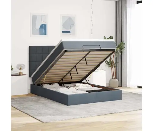 Osmaņu Gultas Rāmis Ar Matračiem Tumši Pelēks 140X190Cm Samts Vidaxl