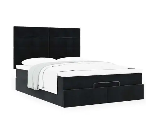 Ottomani Voodi Madratsitega, Must, 140X190cm Samet