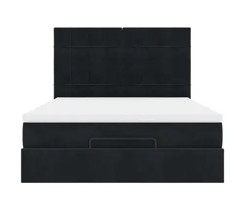 Ottomani Voodi Madratsitega, Must, 140X190cm Samet