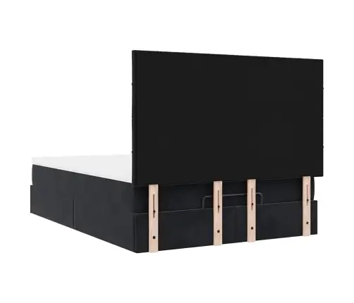 Ottomani Voodi Madratsitega, Must, 140X190cm Samet