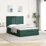 Osmaņu Gultas Rāmis Ar Matračiem Tumši Zaļš 140X190 Cm Samts Vidaxl