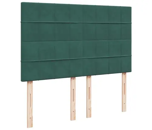 Osmaņu Gultas Rāmis Ar Matračiem Tumši Zaļš 140X190 Cm Samts Vidaxl