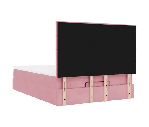 Osmaņu Gulta Ar Matračiem, Rozā, 140X190Cm, Samts Vidaxl