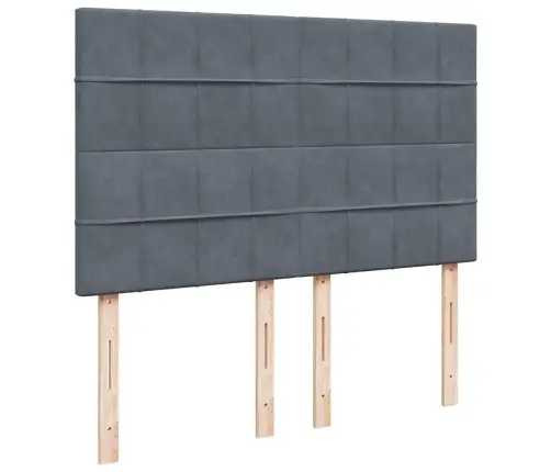 Osmaņu Gulta Ar Matračiem, Tumši Pelēks, 140X200Cm, Samts Vidaxl