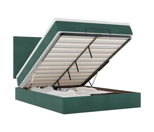 Ottomani Voodi Madratsitega, Tumeroheline, 140X200 cm Samet