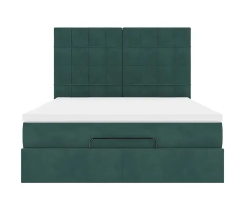 Ottomani Voodi Madratsitega, Tumeroheline, 140X200 cm Samet