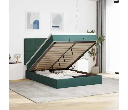 Ottomani Voodi Madratsitega, Tumeroheline, 140X200 cm Samet