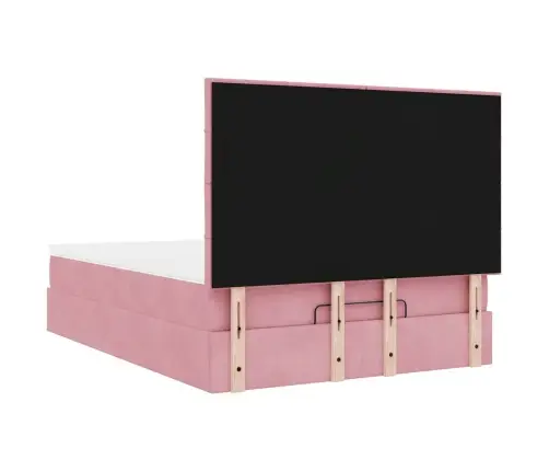 Ottomani Voodi Madratsitega Roosa 140X200Cm Samet