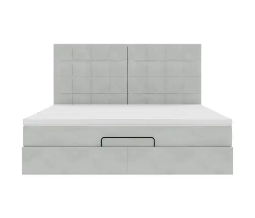 Ottomani Voodiraam Madratsitega, Helehall, 160X200 cm Samet