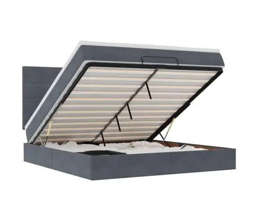 Osmanų Lovos Rėmas Su Čiužiniais, Pilkas, 160X200cm Aksomas