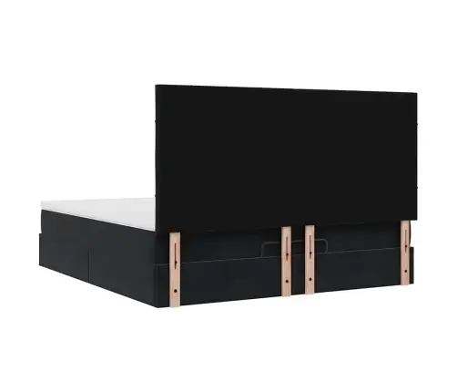 Ottomani Voodiraam Madratsitega, Must, 160X200 cm Samet