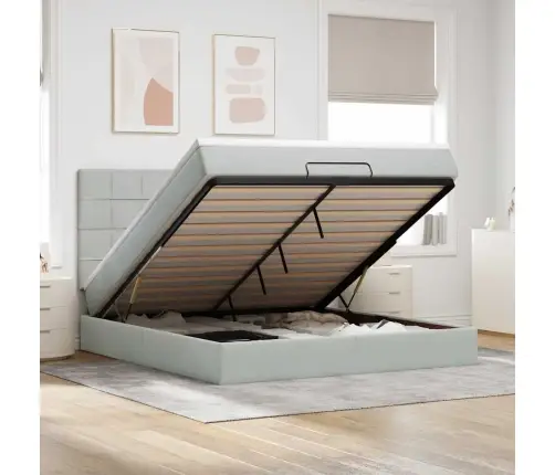 Osmaņu Gultas Rāmis Ar Matračiem Gaiši Pelēks 180X200Cm Audums Vidaxl