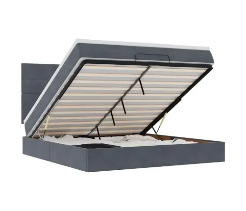 Osmaņu Gultas Rāmis Ar Matračiem Tumši Pelēks 180X200Cm Audums Vidaxl