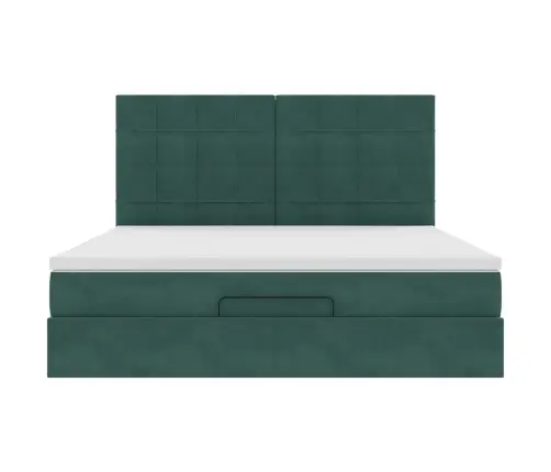 Osmanų Lovos Rėmas Su Čiužiniais, Žalias, 180X200cm Aksomas