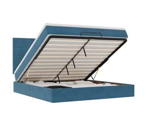 Osmaņu Gultas Rāmis Ar Matračiem Tumši Zils 180X200Cm Audums Vidaxl