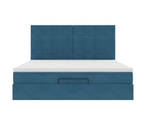 Osmaņu Gultas Rāmis Ar Matračiem Tumši Zils 180X200Cm Audums Vidaxl