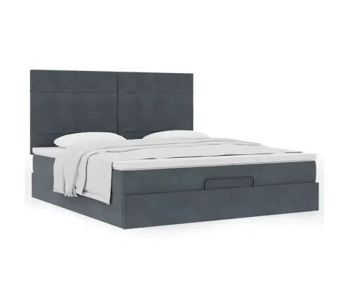 Osmaņu Gultas Rāmis Ar Matračiem Tumši Pelēks 200X200Cm Audums Vidaxl