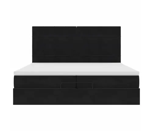 Osmaņu Gultas Rāmis Ar Matračiem Melns 200X200Cm Audums Vidaxl