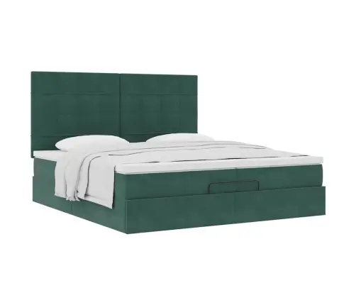 Ottomani Voodiraam Madratsitega, Tumeroheline, 200X200cm Samet