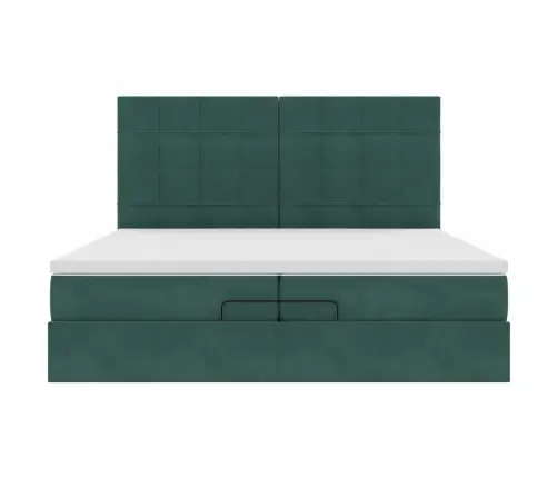 Ottomani Voodiraam Madratsitega, Tumeroheline, 200X200cm Samet