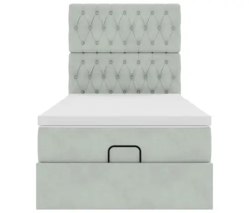 Osmanų Lovos Rėmas Su Čiužiniais, Pilkas, 80X200cm Aksomas