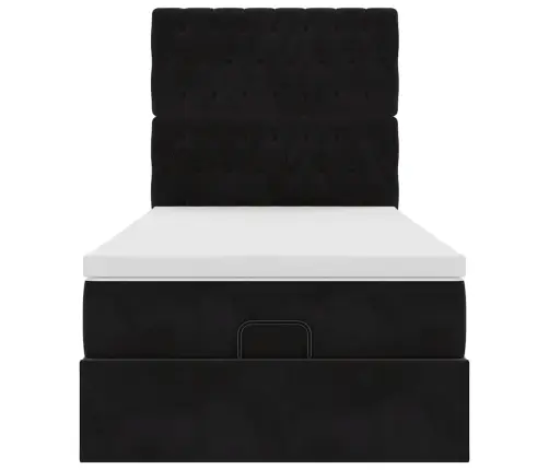 Osmaņu Gultas Rāmis Ar Matračiem Melns 80X200 Cm Samts Vidaxl
