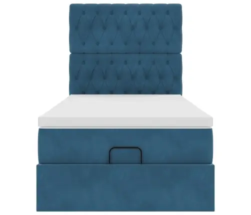 Ottomani Voodiraam Madratsitega, Tumesinine, 80X200 cm Samet