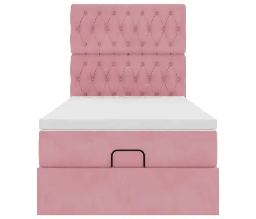 Ottomani Voodiraam Madratsitega, Roosa, 80X200 cm Samet