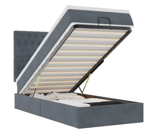 Osmaņu Gultas Rāmis Ar Matračiem Tumši Pelēks 90X190 Cm Samts Vidaxl