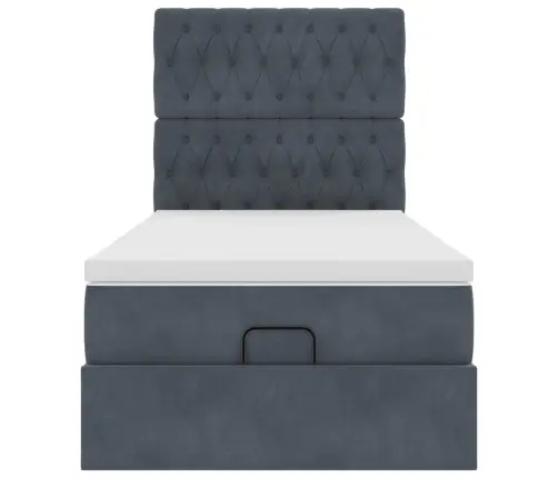 Osmaņu Gultas Rāmis Ar Matračiem Tumši Pelēks 90X190 Cm Samts Vidaxl