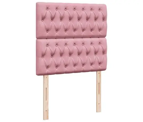 Osmaņu Gultas Rāmis Ar Matračiem Rozā 90X190Cm Samts Vidaxl