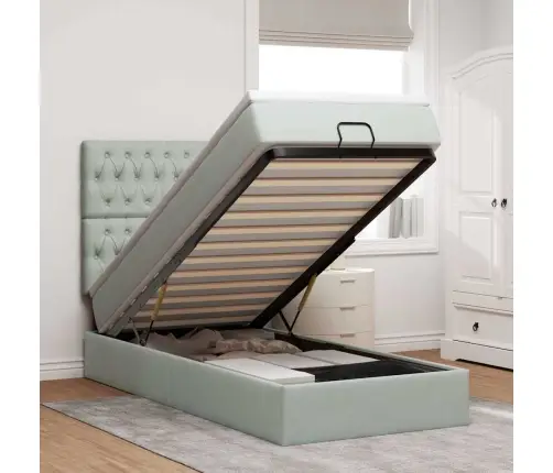 Osmaņu Gultas Rāmis Ar Matračiem Gaiši Pelēks 90X200Cm Samts Vidaxl