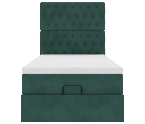 Osmaņu Gultas Rāmis Ar Matračiem Tumši Zaļš 90X200Cm Samts Vidaxl