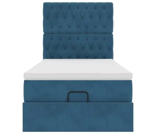 Ottomani Voodiraam Madratsitega, Tumesinine, 90X200 cm Samet