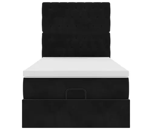 Osmanų Lovos Rėmas Su Čiužiniais, Juodas, 100X200cm Aksomas