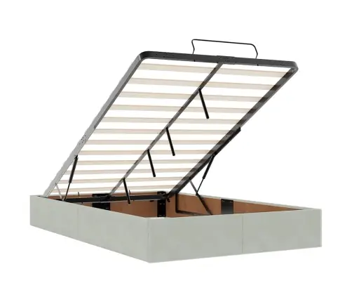 Ottomani Voodiraam Madratsitega, Helehall, 120X190 cm Samet