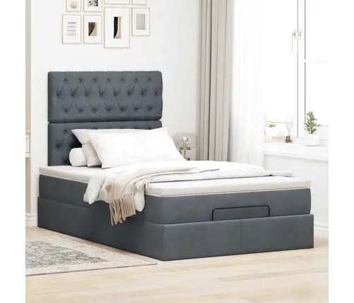 Osmaņu Gultas Rāmis Ar Matračiem Tumši Pelēks 120X190Cm Samts Vidaxl