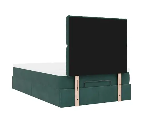 Osmaņu Gultas Rāmis Ar Matračiem Tumši Zaļš 120X190Cm Samts Vidaxl