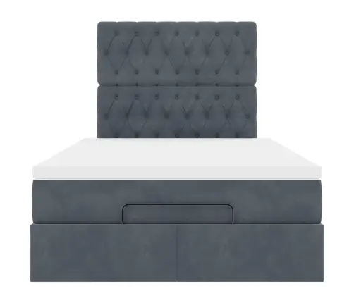 Osmanų Lovos Rėmas Su Čiužiniais, Pilkas, 120X200cm Aksomas